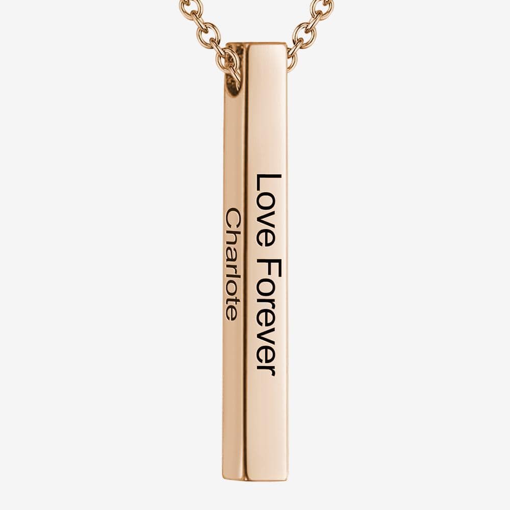 Anniversary Gifts For Her 3D Engraved Bar Necklace - Giftlab