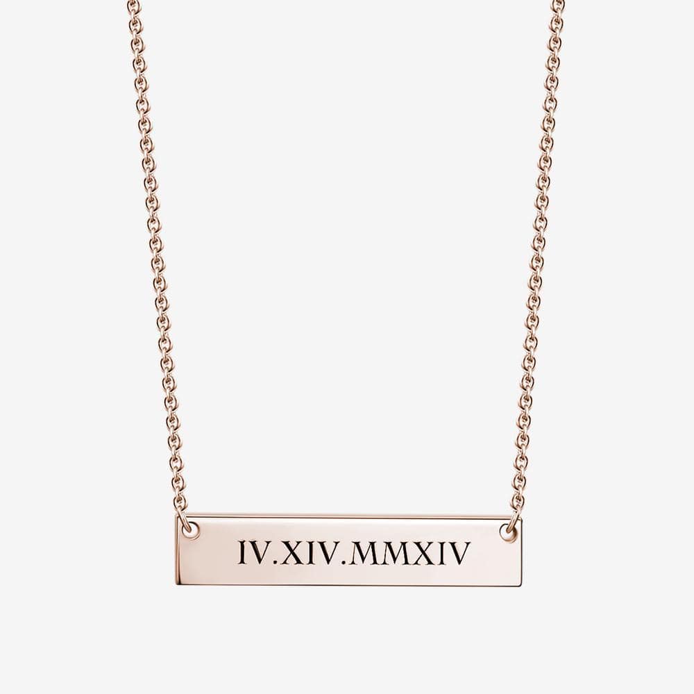 Birthday Gift Engraved Bar Necklace - Silver - Giftlab