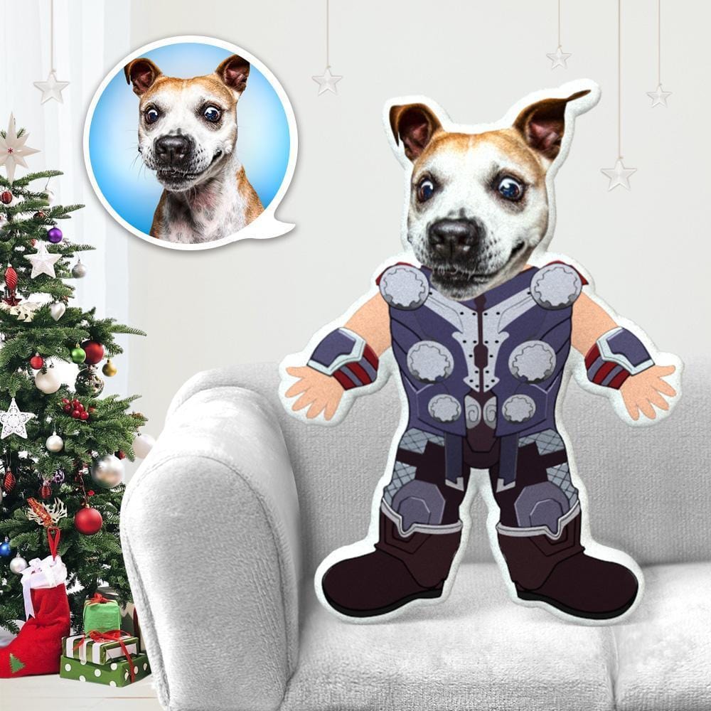 Custom Stuffed Animals Dog Face Pillow Pet Photo Pillow Gifts for Dog Lovers Thor Costume - Giftlab