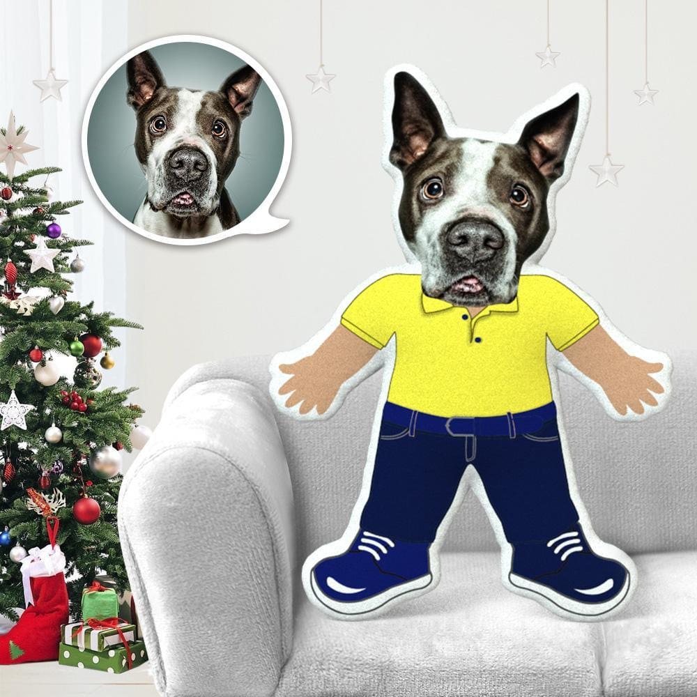 Dog Face Pillow Pet Photo Pillow Gifts for Dog Lovers Yellow Polo Costume - Giftlab