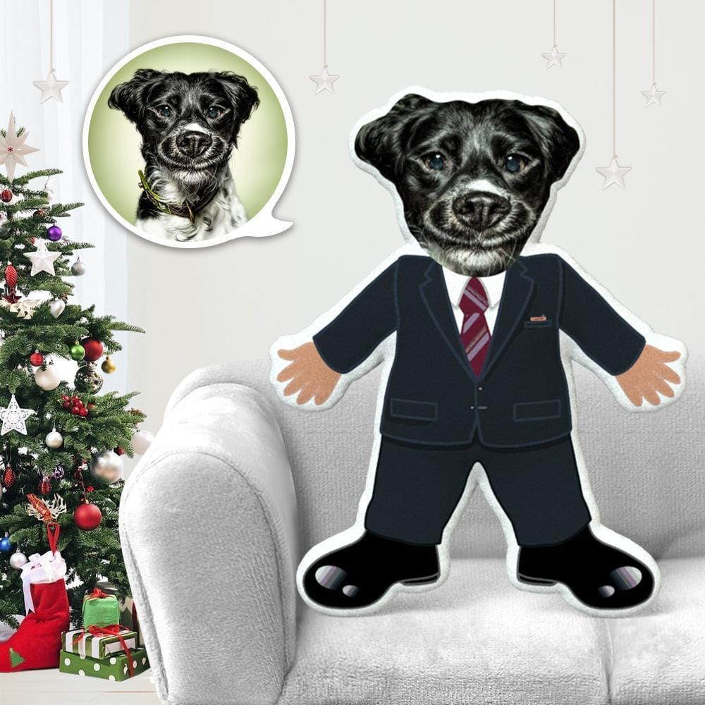 Custom Stuffed Animals Dog Face Pillow Pet Photo Pillow Gifts for Dog Lovers Toxedo Costume - Giftlab