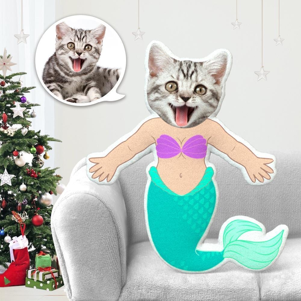 Dog Face Stuffed Animals Pillow Pet Photo Pillow Gifts for Dog Lovers Mermaid Costume - Giftlab