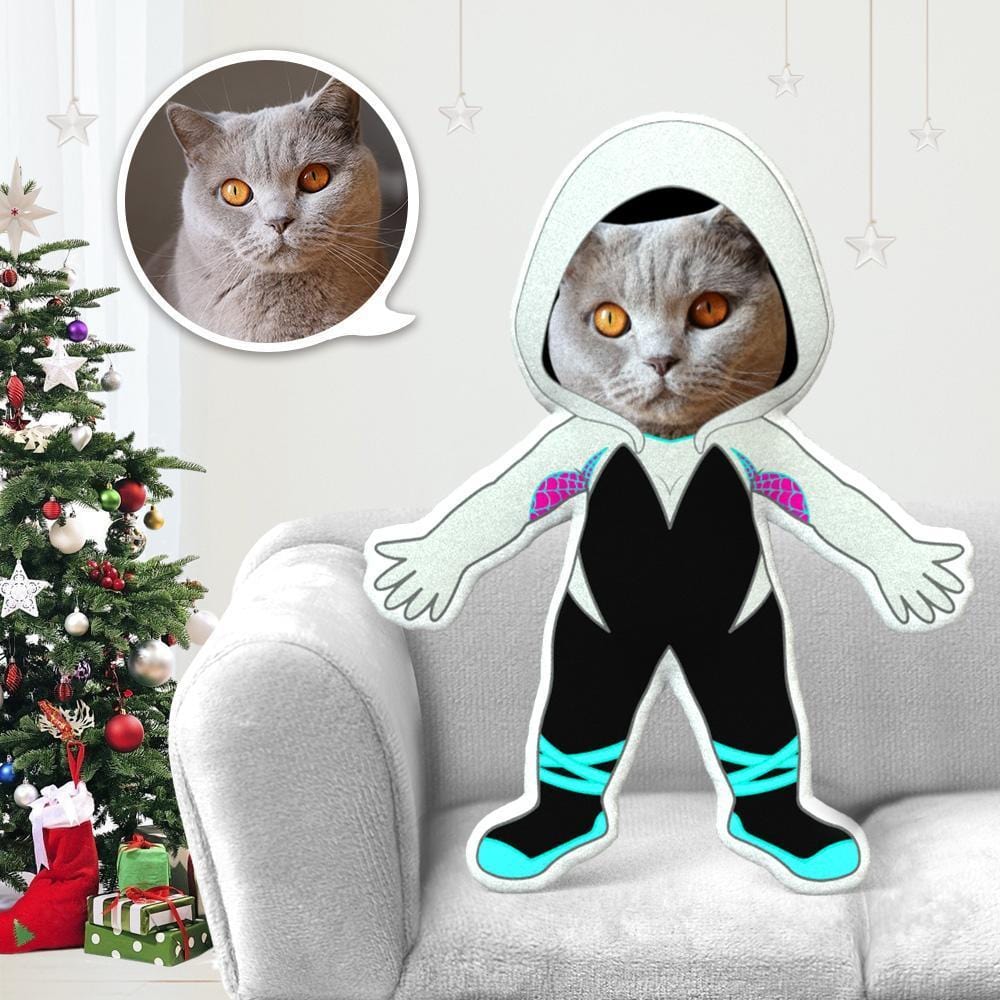 Dog Face Pillow Pet Photo Pillow Gifts for Dog Lovers Spider Gwen Costume - Giftlab