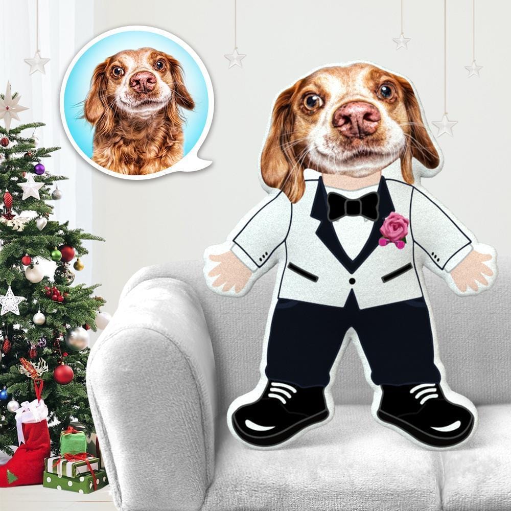 Custom Stuffed Animals Dog Face Pillow Pet Photo Pillow Gifts for Dog Lovers Suit Costume - Giftlab