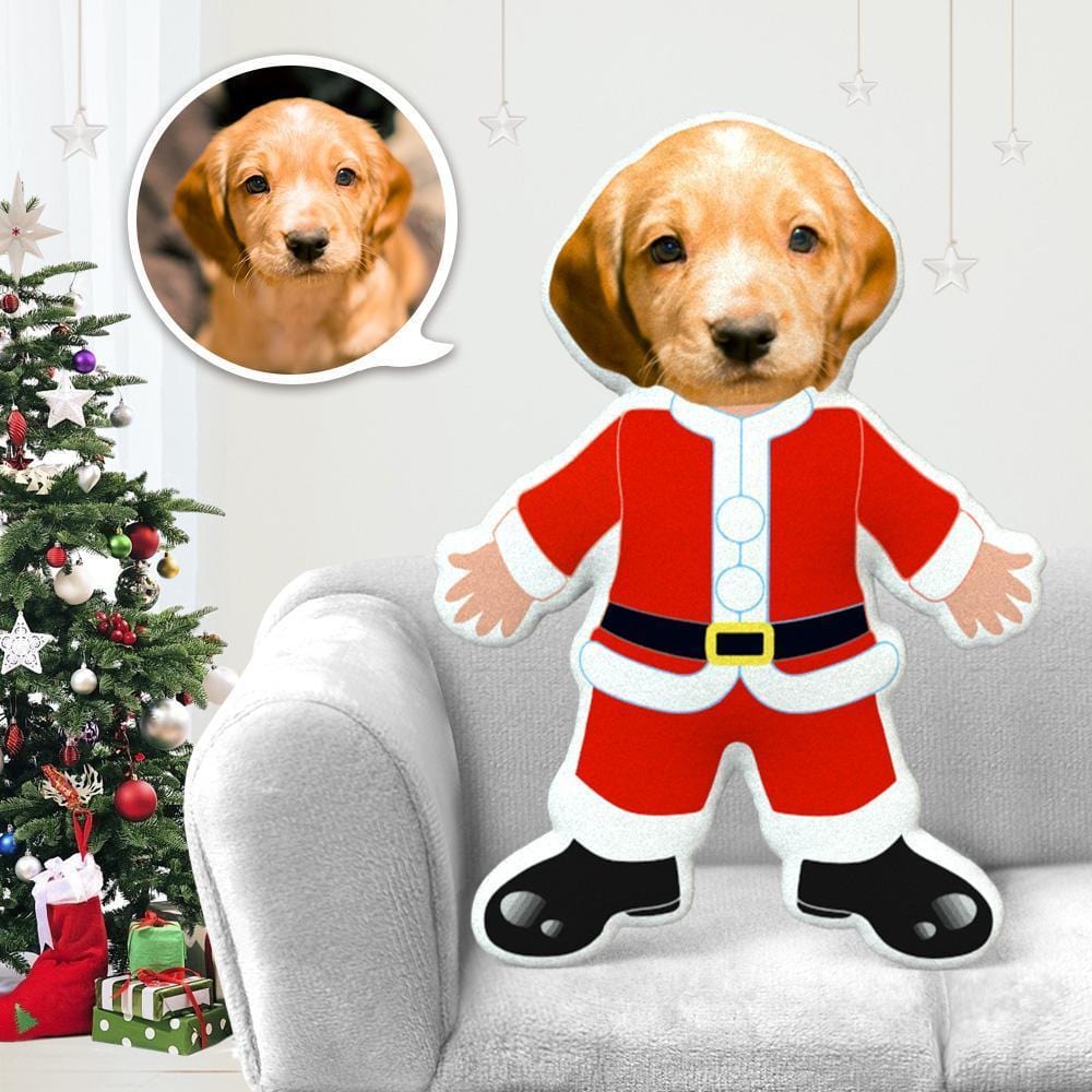 Dog Face Pillow Pet Photo Pillow Gifts for Dog Lovers Santa Costume - Giftlab