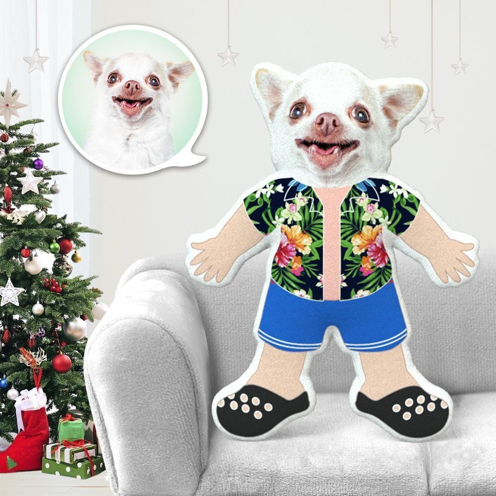 Dog Face Pillow Pet Photo Pillow Gifts for Dog Lovers Hawaiian Costume - Giftlab