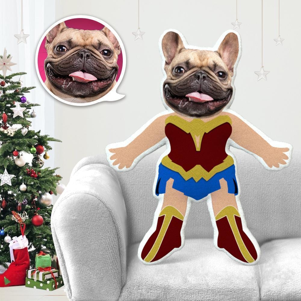 Dog Face Pillow Pet Photo Pillow Gifts for Dog Lovers Wonder Woman Costume - Giftlab
