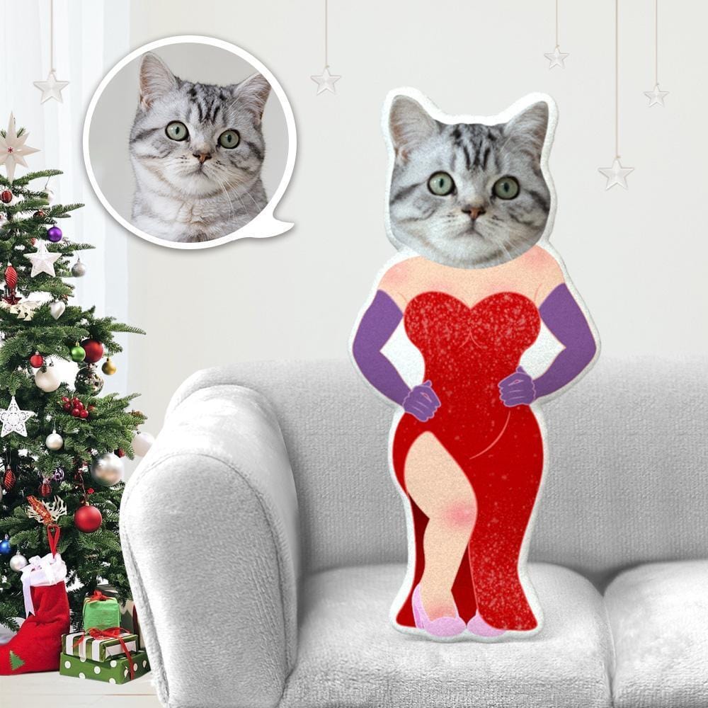 Dog Face Pillow Pet Photo Pillow Gifts for Dog Lovers Red Gown Costume - Giftlab