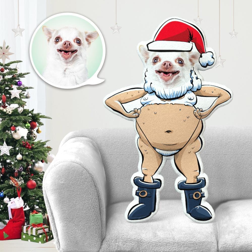 Dog Face Pillow Pet Photo Pillow Gifts for Dog Owner Bikini Santa Costume - Giftlab