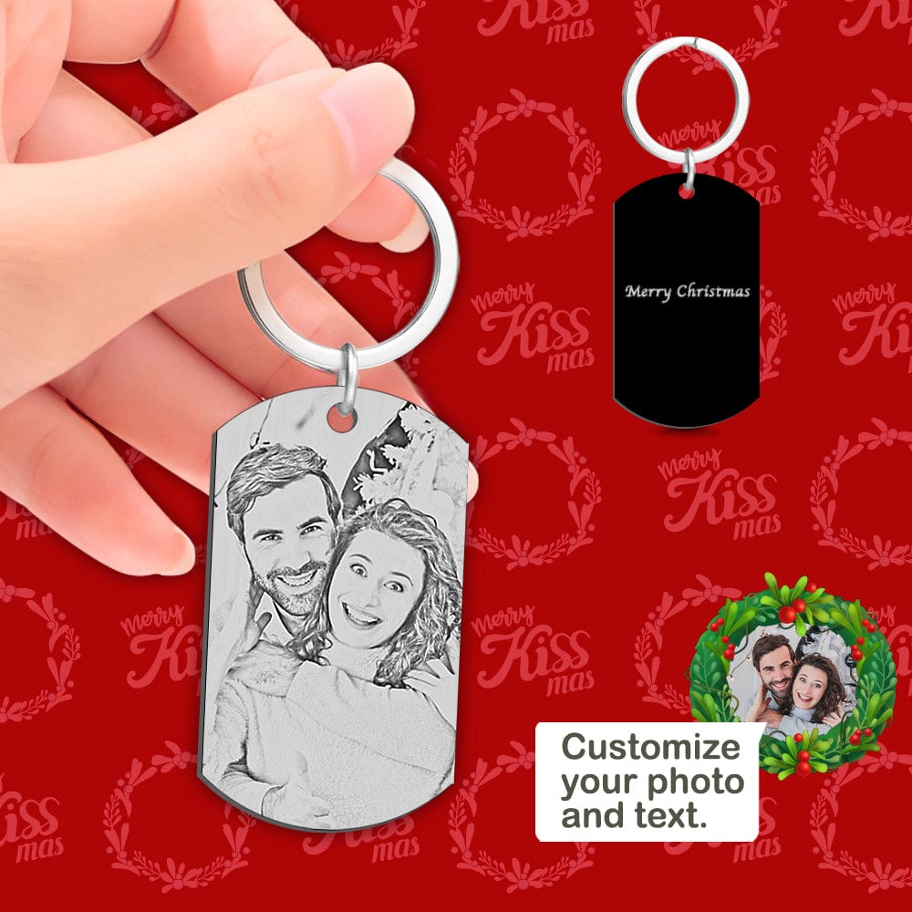Christmas Gifts Custom Metal Keychain Personalized Photo Keychain with Text - Giftlab