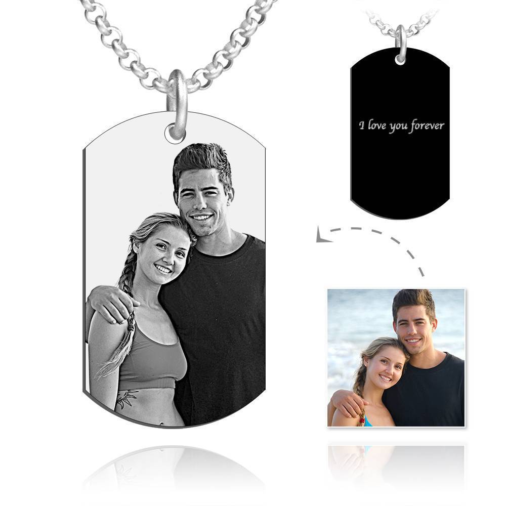 Men's Photo Engraved Tag Necklace with Engraving Photo Dog Tag - Giftlab