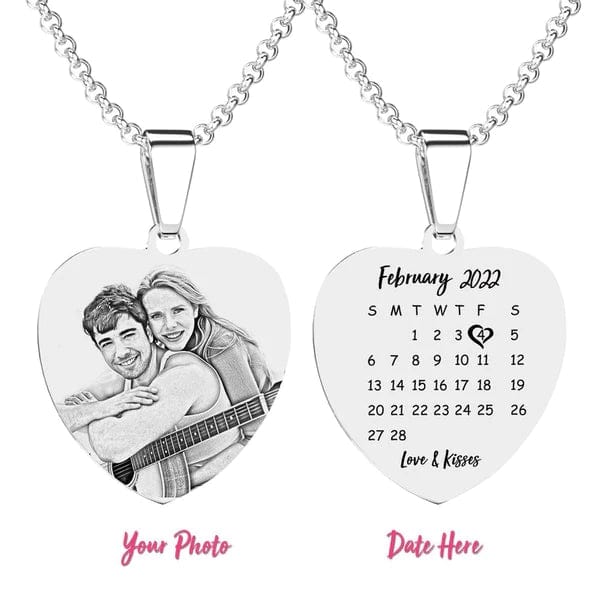 Custom Photo Engraved Necklace with Engraving Gift For Couple - Giftlab