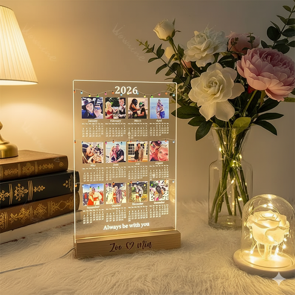 Custom 2026 Calendar LED Light Box with Photo