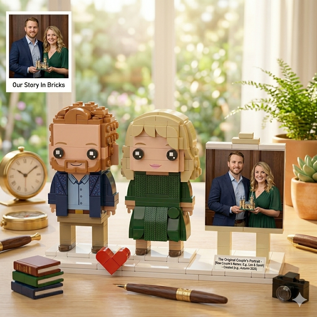Personalized Brick Figures For Couple Denim Suit Brick Me Figures With Photo