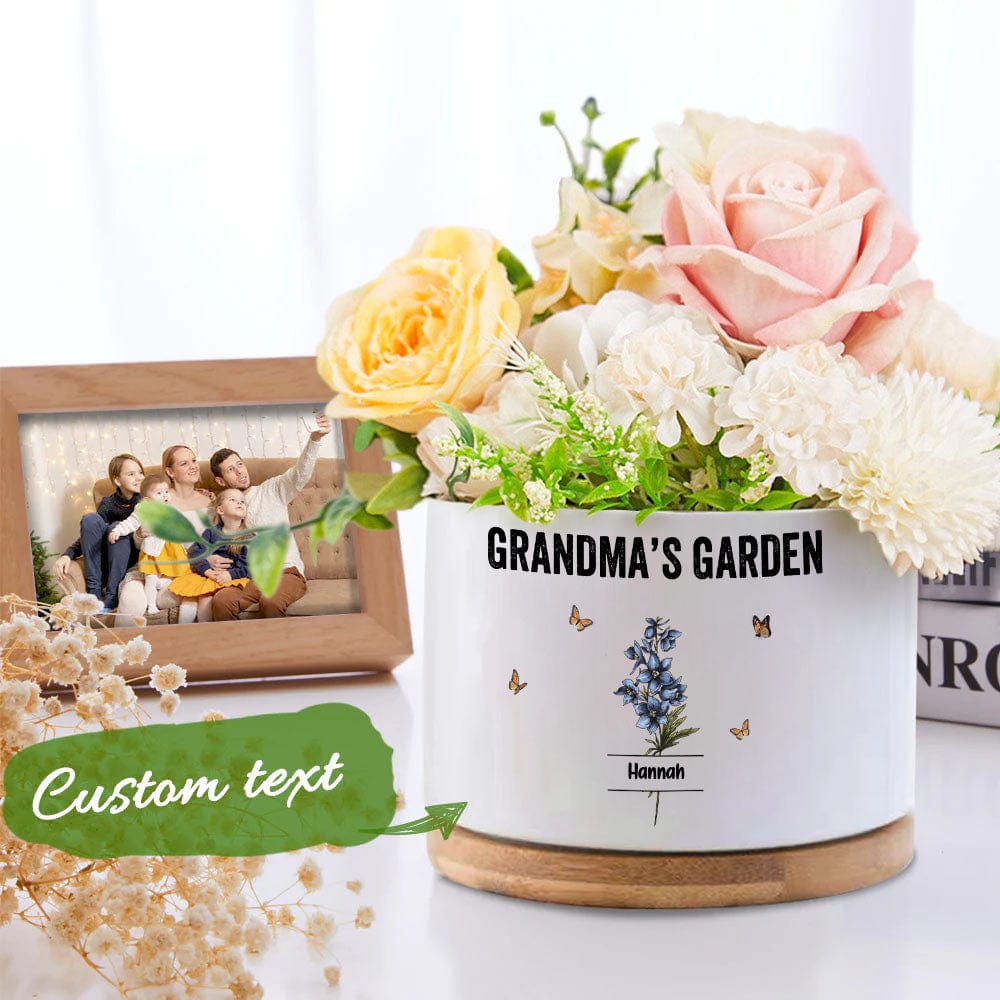 Custom Birth Flowers Planter Pot Personalized Name Ceramic Succulent Plant Pot Gifts for Mom - Giftlab