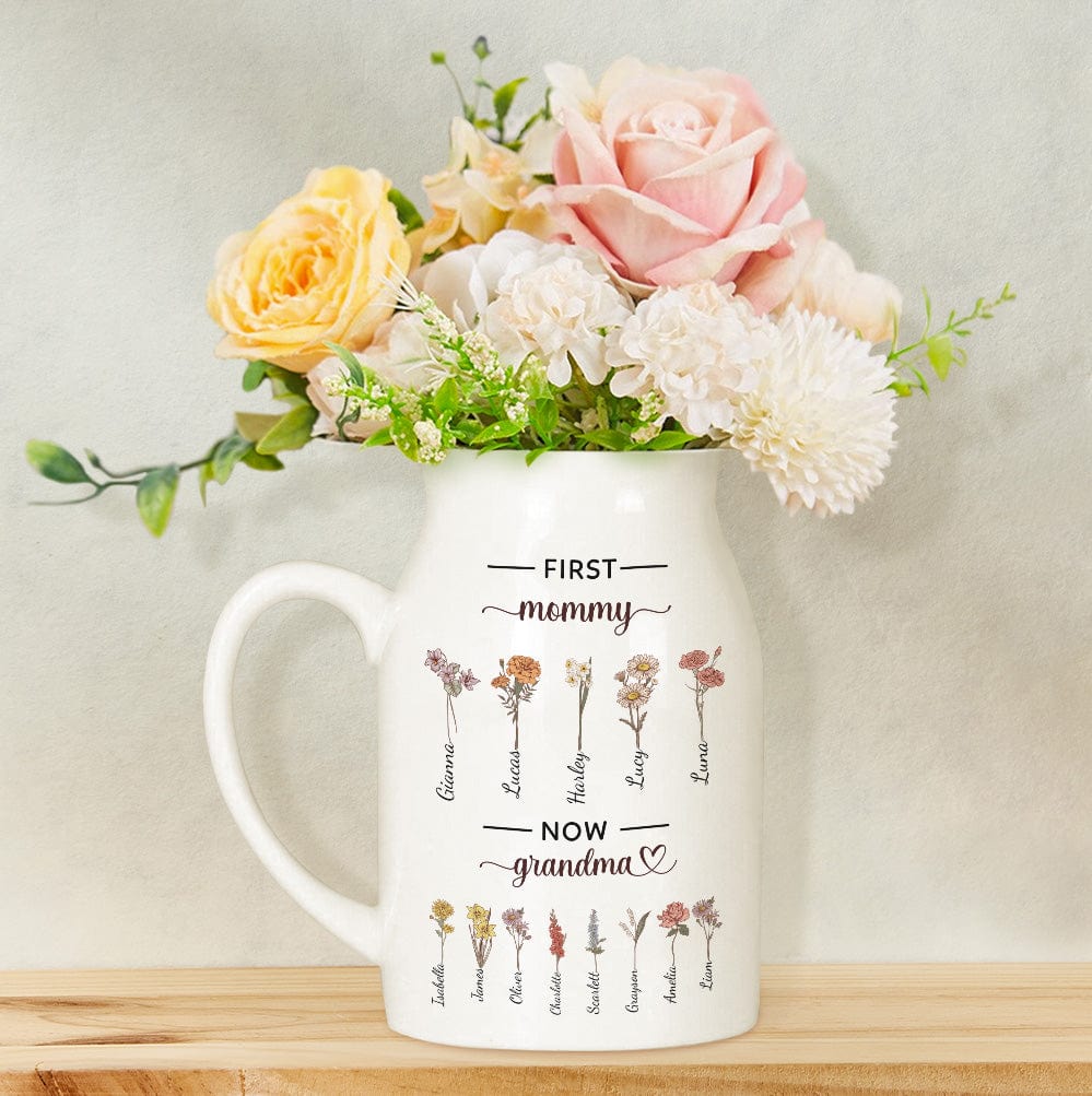 Personalized Grandma's Garden 2 Layers Custom Birth Month Flower Family Vase Mother's Day Gifts - Giftlab