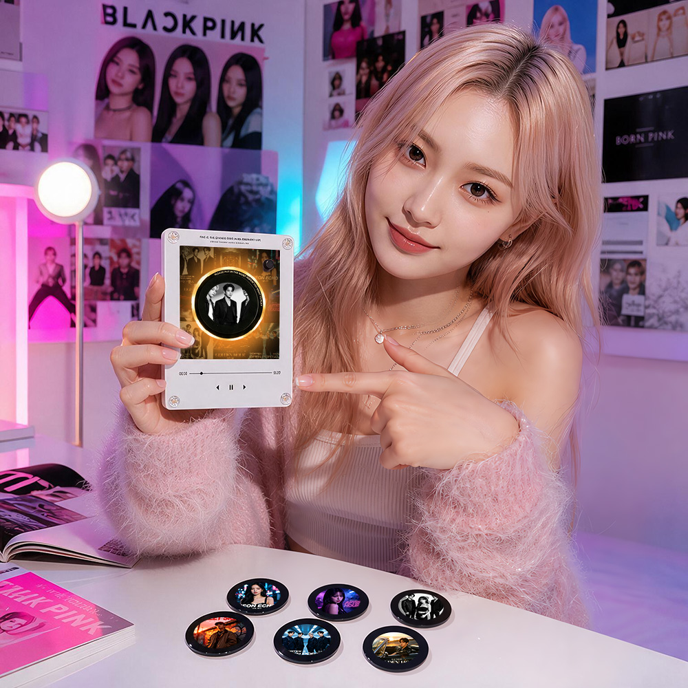 Custom Mini Vinyl Record K-Pop Music Player With 9 Discs Magnetic Disc Music Player with Rechargeable Battery
