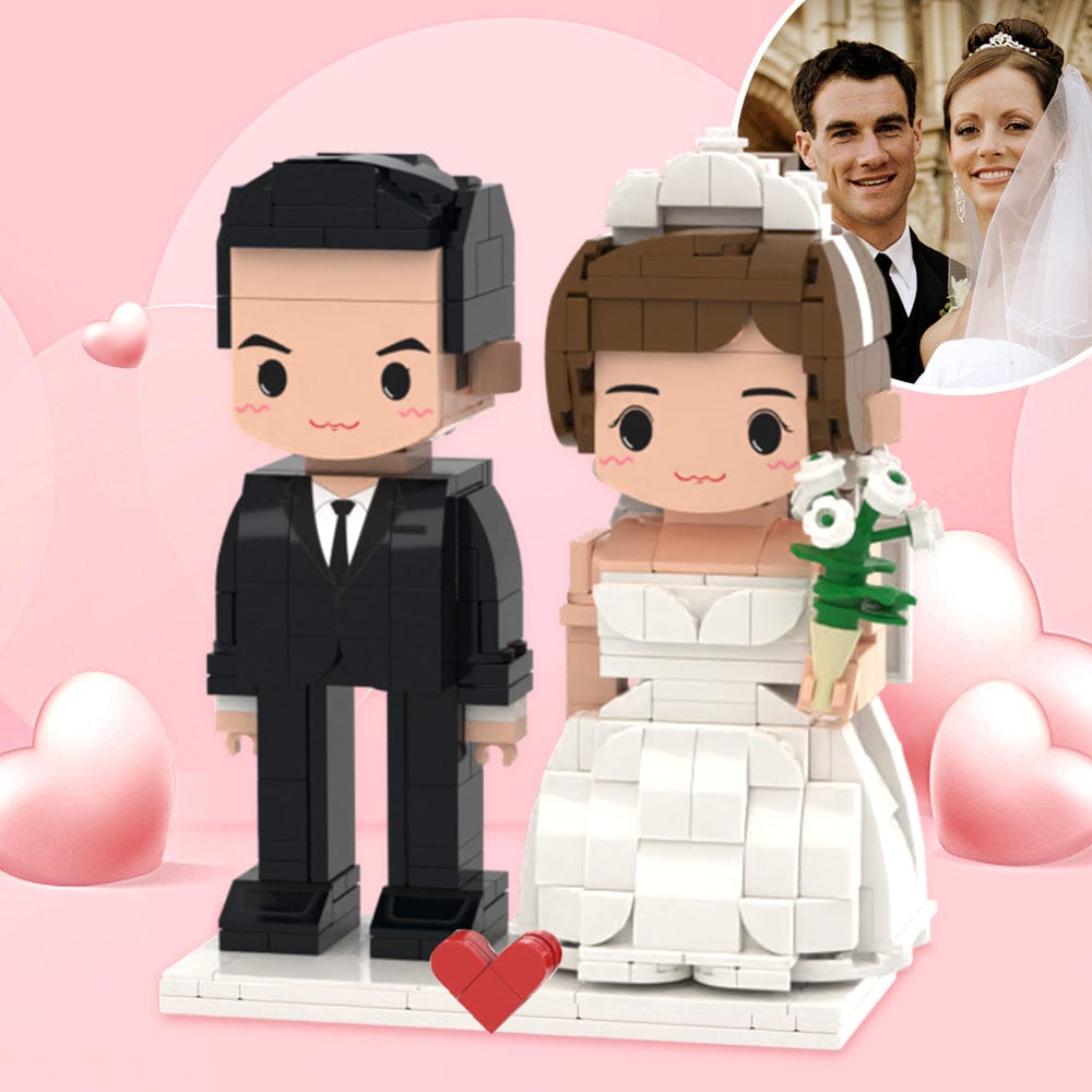 Wedding Gifts Creative Building Block Customizable Fully Body 2 People Custom Cute Face Brick Figures - Giftlab
