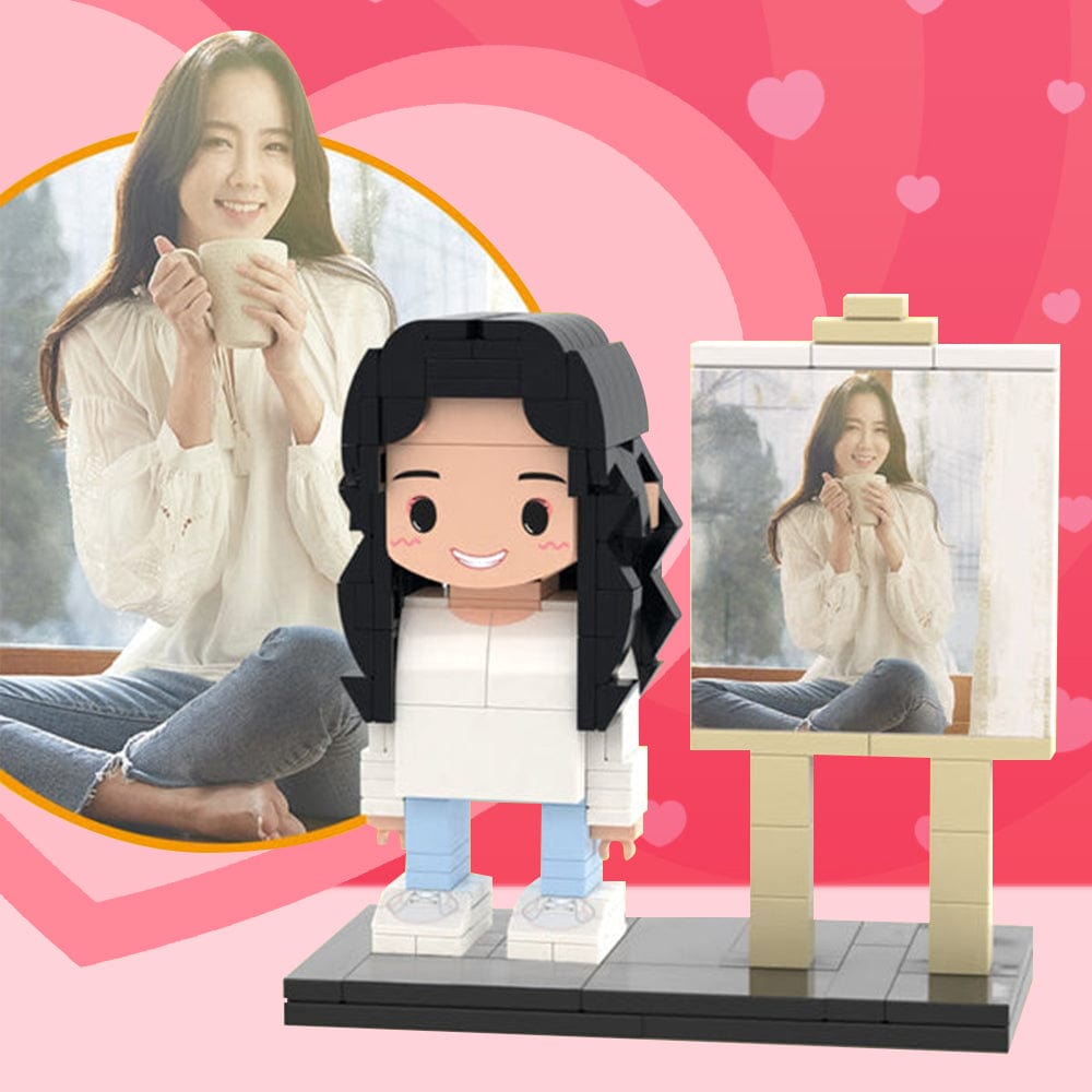 Full Body Custom 1 Person Brick Figures Custom Brick Figures with Frame Small Particle Block Toy Gifts for Girlfriend - Giftlab