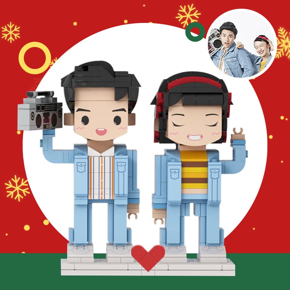 Christmas Couple Gifts Customizable Fully Body 2 People Custom Brick Figures Persanalized Cute Face Brick Figures - Giftlab