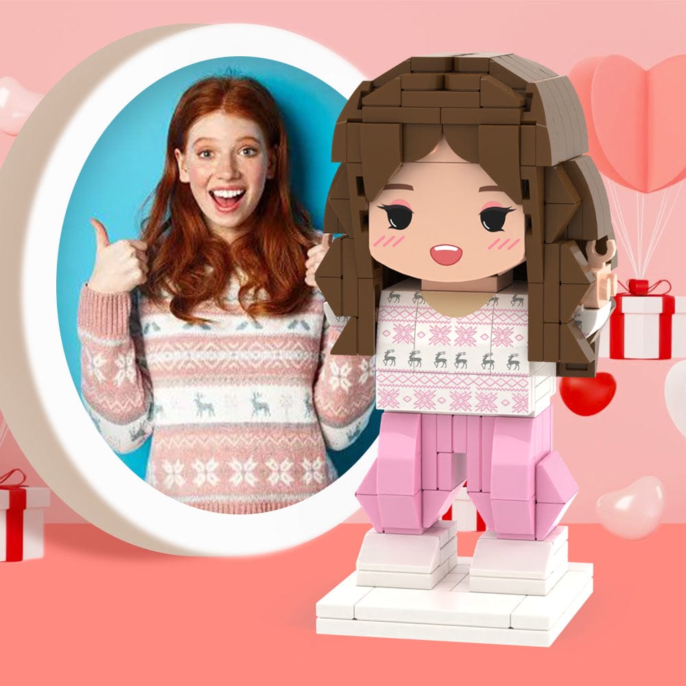 Anniversary Gifts for Her Full Body Customizable 1 Person Custom Cute Brick Figures Small Particle Block Toy - Giftlab
