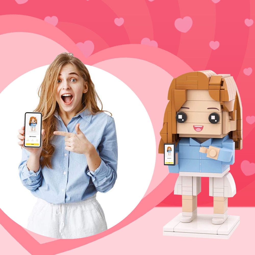 Gift For Girlfriend Full Body Customizable 1 Person Custom Brick Figures - Giftlab