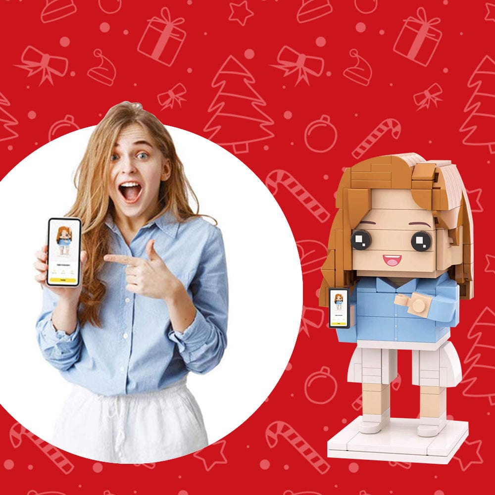 Gift For Girlfriend Full Body Customizable 1 Person Custom Brick Figures - Giftlab