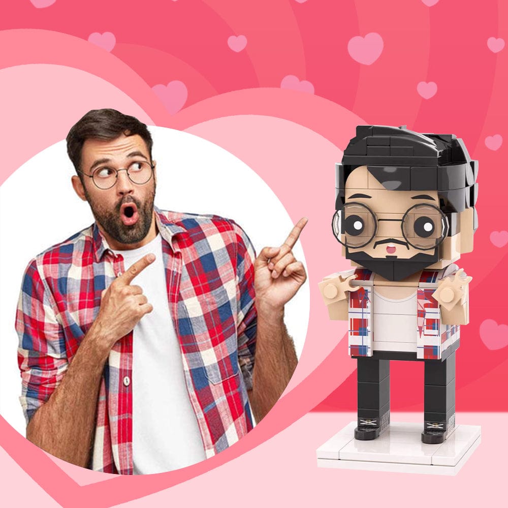 Valentine's Day Gifts for Man Full Body Customizable 1 Person Custom Brick Figures - Giftlab