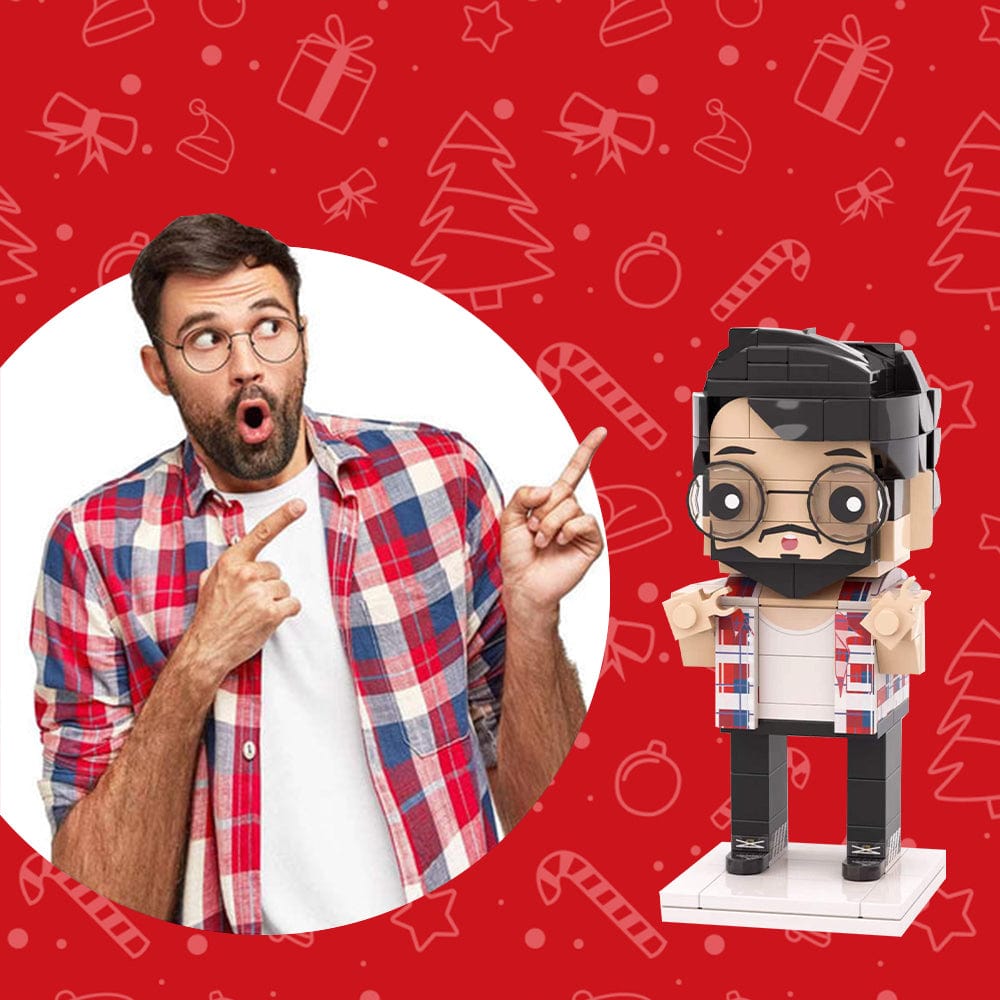 Valentine's Day Gifts for Man Full Body Customizable 1 Person Custom Brick Figures - Giftlab