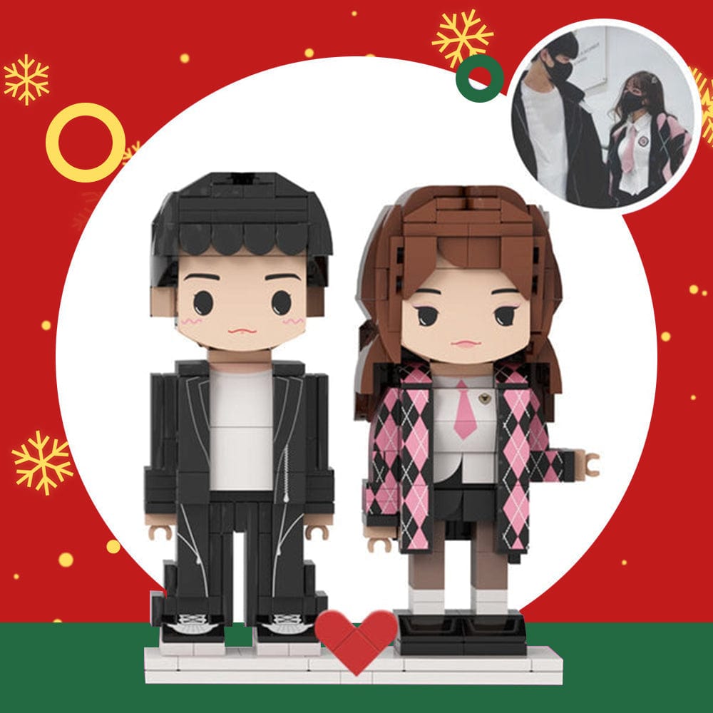 Christmas Gifts Customizable Fully Body 2 People Custom Brick Figures Persanalized Cute Face Brick Figures - Giftlab
