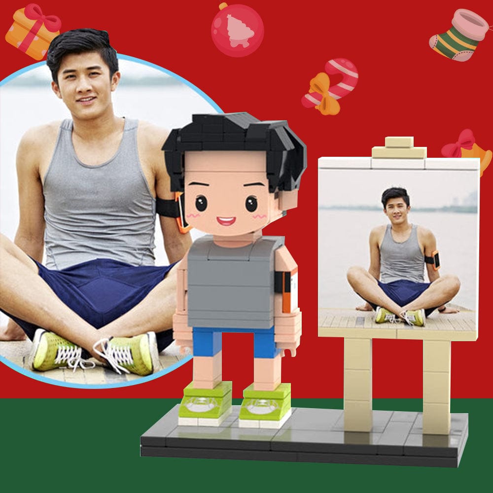 Full Body Custom 1 Person Brick Figures Custom Brick Figures with Frame Small Particle Block Toy Gifts for Boyfriend - Giftlab