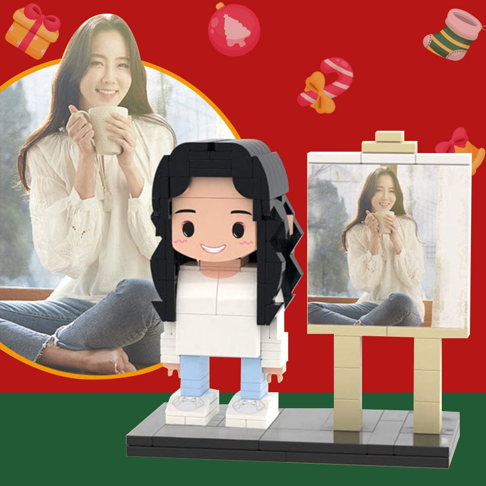 Full Body Custom 1 Person Brick Figures Custom Brick Figures with Frame Small Particle Block Toy Gifts for Girlfriend - Giftlab