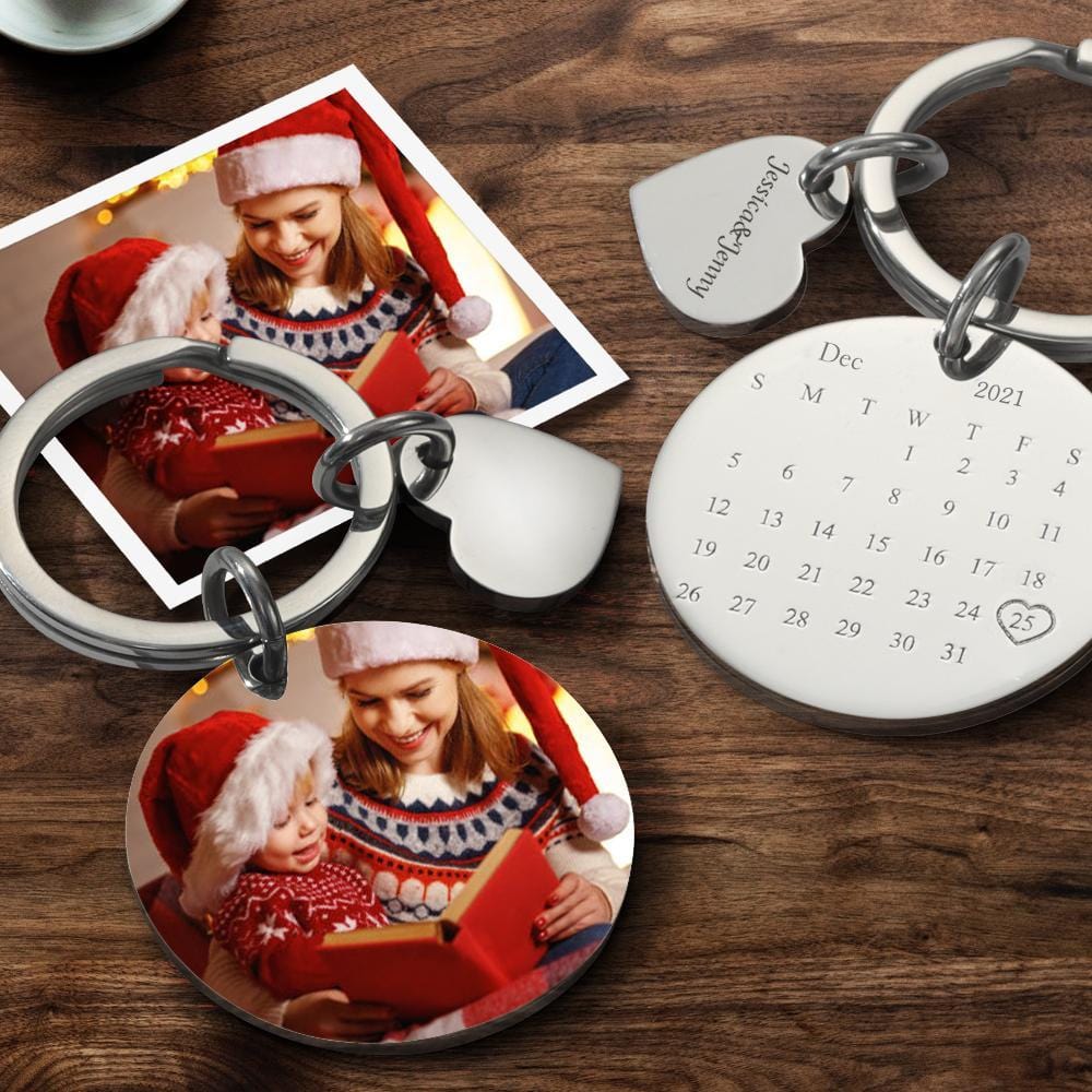 Date Keychain Custom Picture Keychains Christmas Gifts for Family - Giftlab