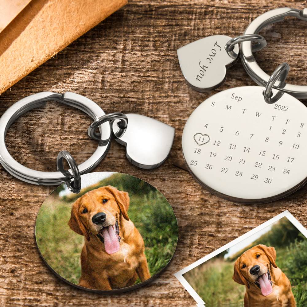 Custom Calendar Keychain Picture Keychains Gifts for Pet Lovers - Giftlab