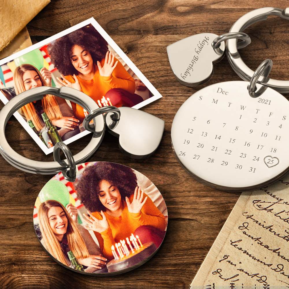 Custom Picture Keychains Calendar Key Chain Birthday Gifts - Giftlab