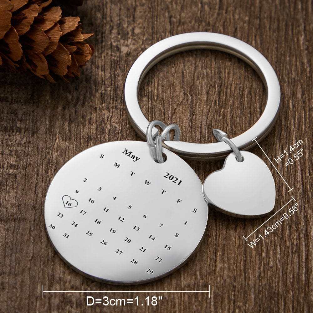 Personalized Calendar Keychain Significant Date Marker Valentine's Day Gifts for Couples (One Keychain Only) - Giftlab