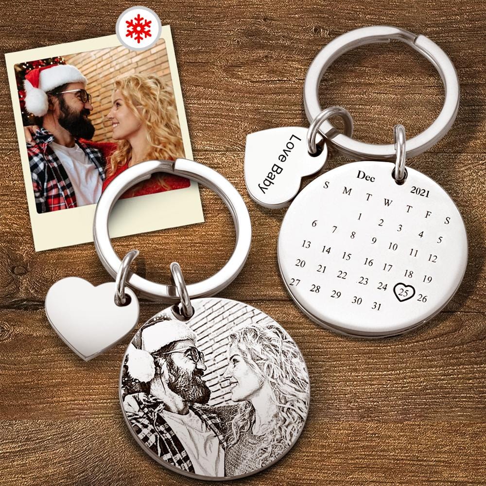Date Keychain Custom Christmas Gifts for Couples Significant Date Marker - Giftlab