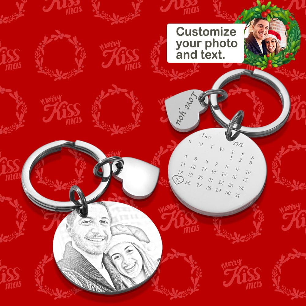 Christmas Gifts Calendar Keychain Custom Picture Keychains Custom Christmas Gifts for Couples - Giftlab