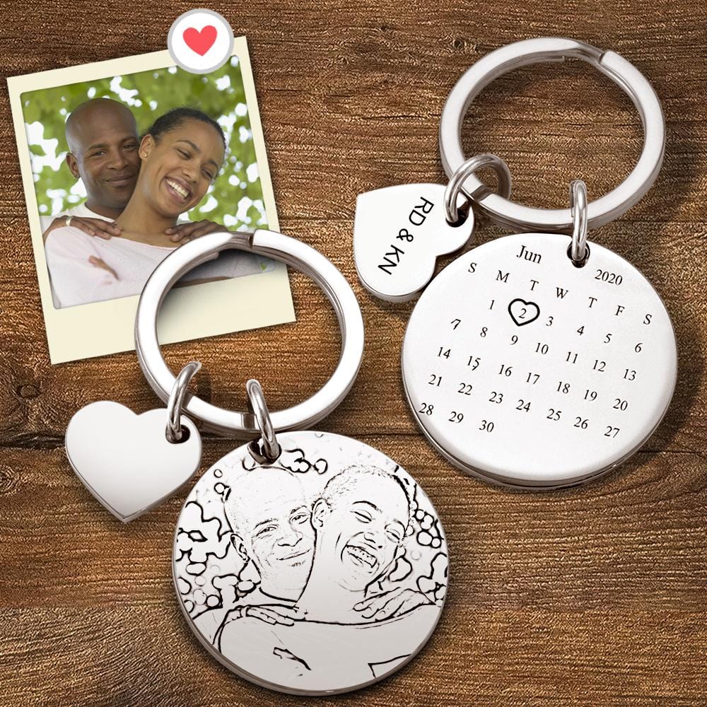 Personalized Calendar Keychain Significant Date Marker Valentine's Day Gifts for Couples (One Keychain Only) - Giftlab