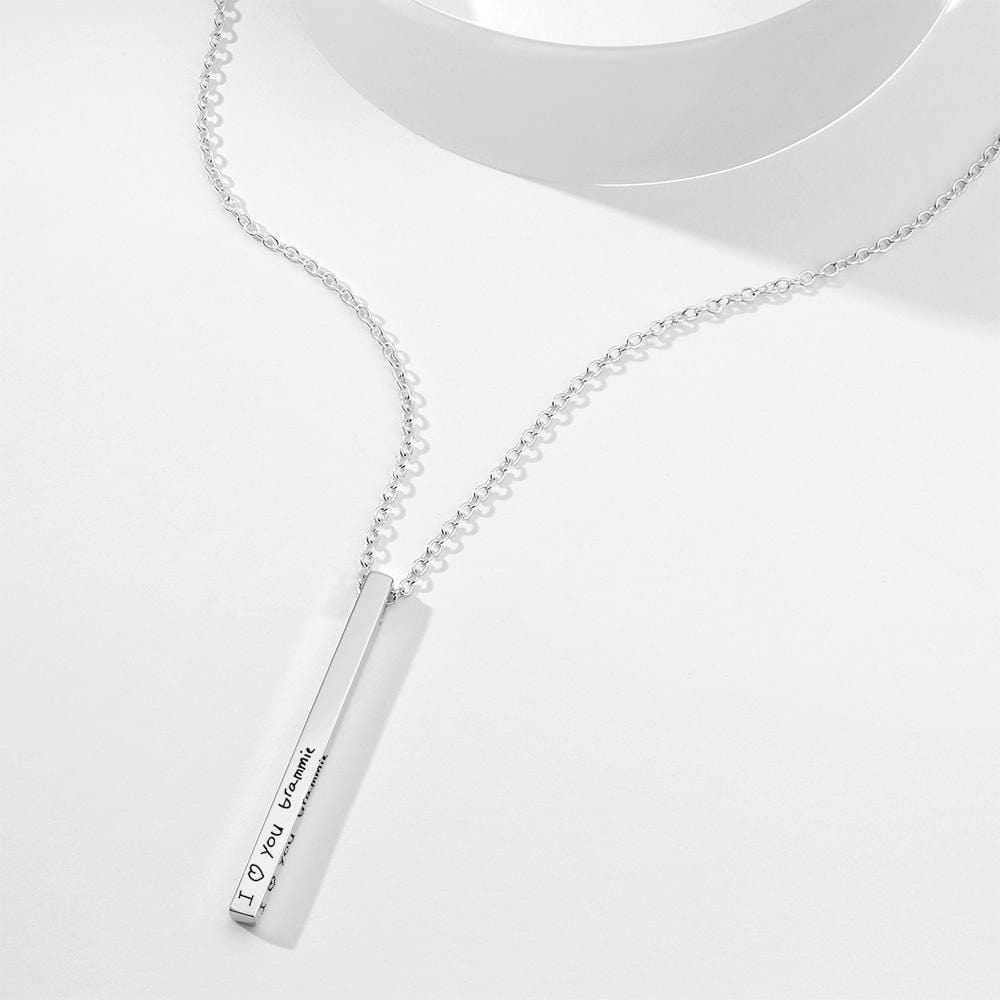Anniversary Gifts For Her 3D Engraved Bar Necklace - Giftlab