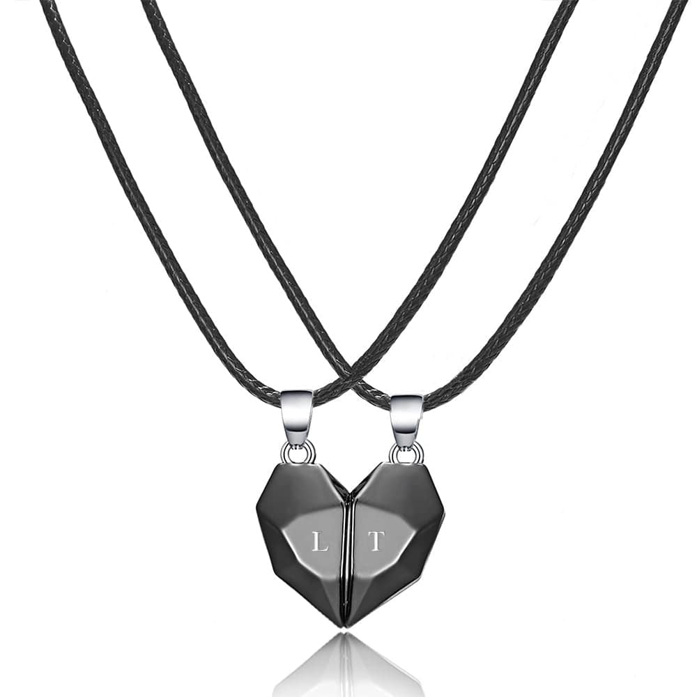 Personalized Magnetic Heart Necklace Engraved Matching Necklaces For Friends Valentine's Day Gifts - Giftlab