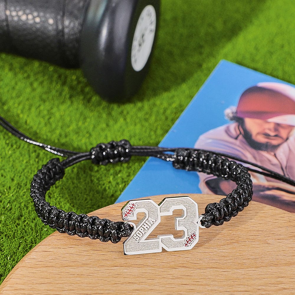 Personalized Baseball Bracelet Braided Rope Adjustable Bracelet Gift for Baseball Players Sport Lovers - Giftlab