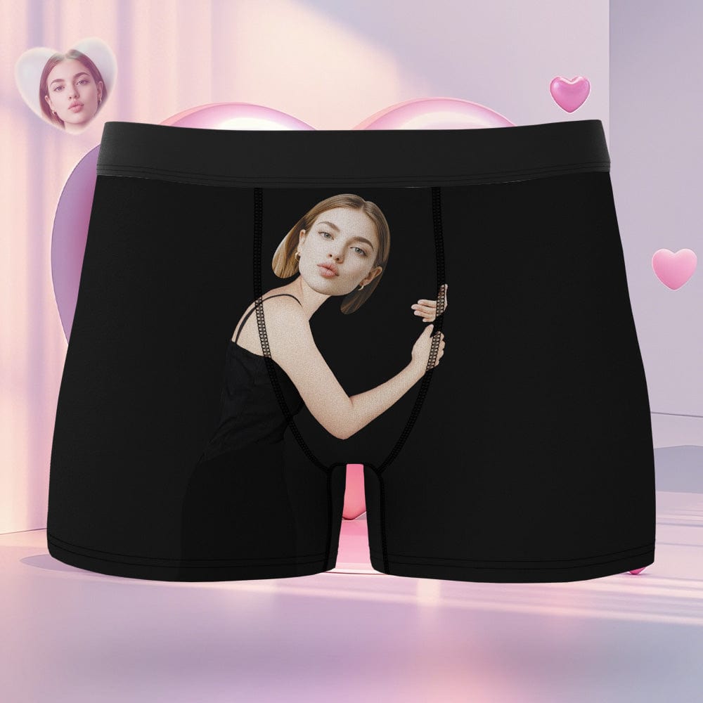 Custom Girlfriend Hugs Boxer Shorts Persoanlized Underwear Valentine Gift For Man - Giftlab