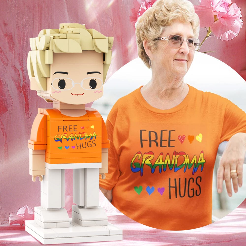 Mother's Day Gift For Grandma Custom Brick Figures Gift 1 Person Full Body Customizable Round Face Brick Figures - Giftlab