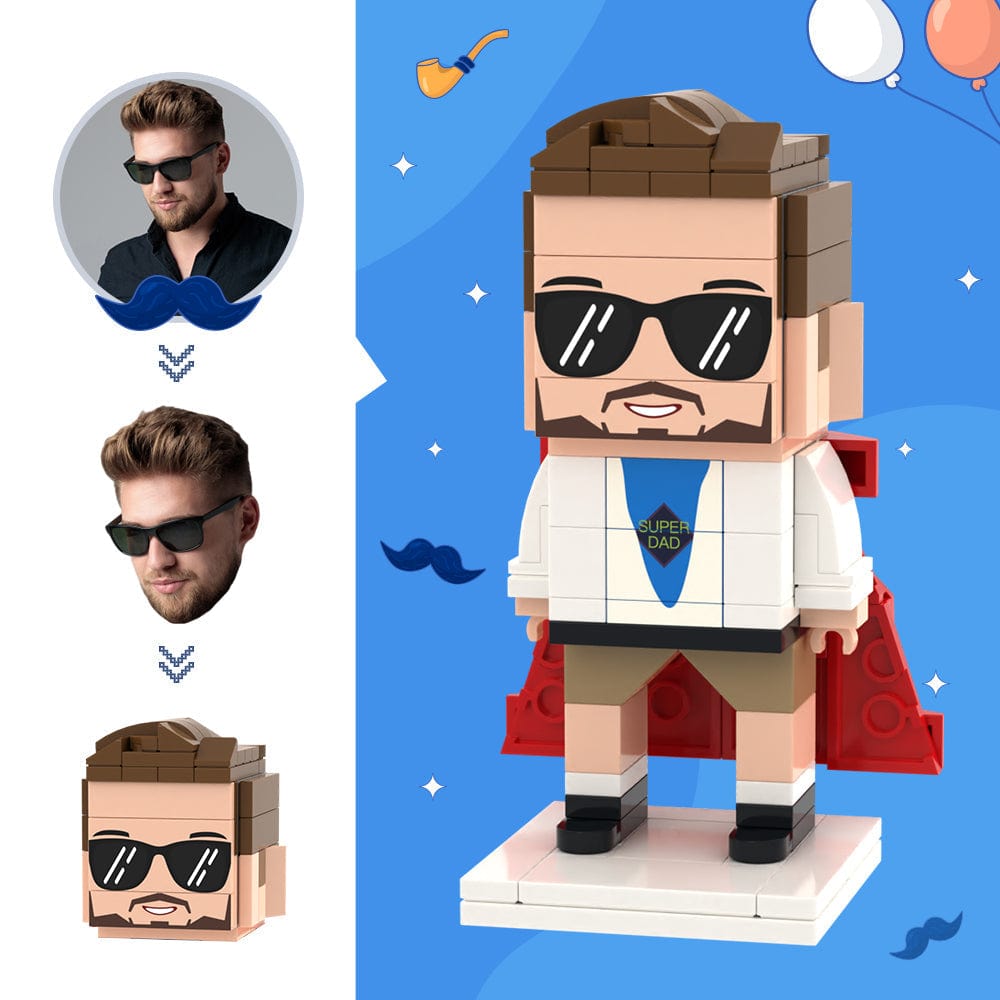 Gifts for Dad Custom Head Brick Figures Super Dad Brick Figures Small Particle Block Toy - Giftlab