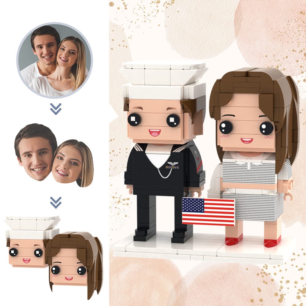 July 4th Gifts American Weddings Brick Figures Customizable Head 2 People Custom Brick Figures - Giftlab