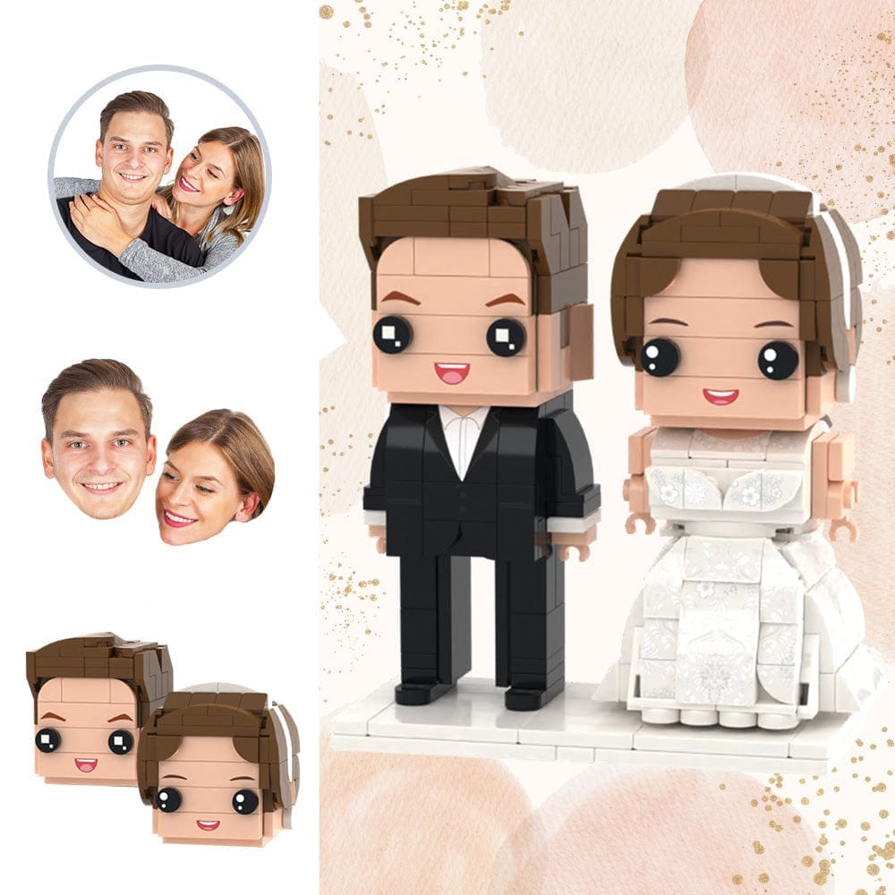 Wedding Gifts Customizable Head 2 People Custom Brick Figures Wedding Photo Brick Figures - Giftlab