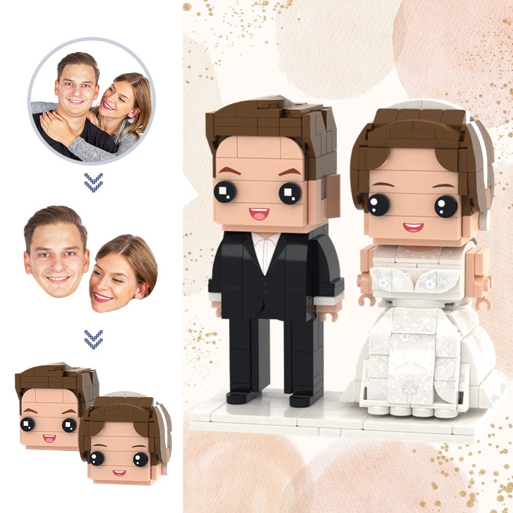 Wedding Gifts Customizable Head 2 People Custom Brick Figures Wedding Photo Brick Figures - Giftlab