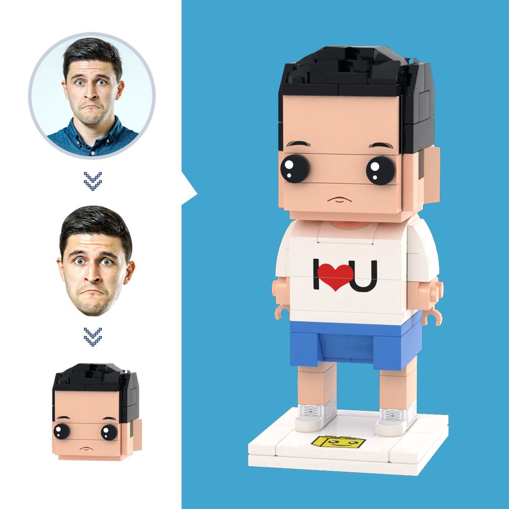 Customized Head I LOVE U Brick Figures Small Particle Block Toy Customizable Brick Art Gifts for Her - Giftlab