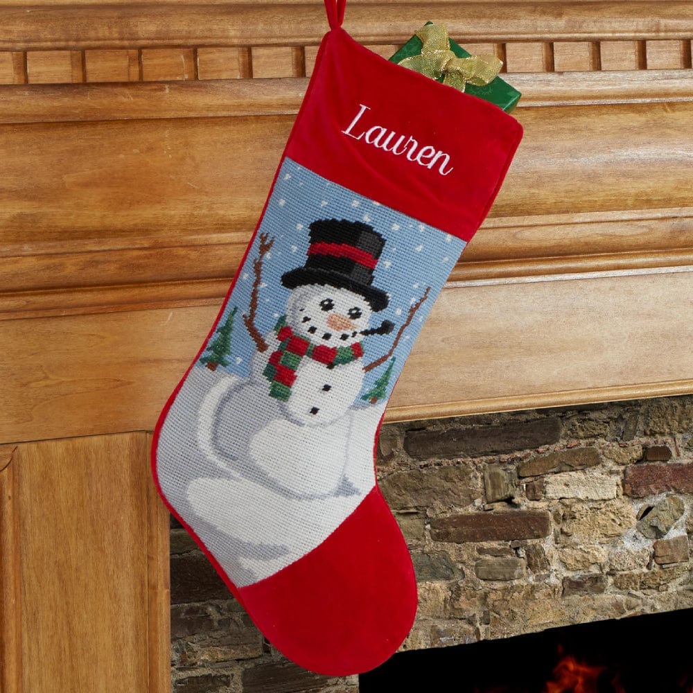 Christmas Gifts Needlepoint Stocking Custom Name Christmas Stockings-Snowman - Giftlab
